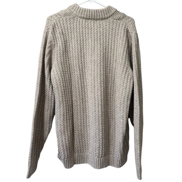 Eddie Bauer Cream Cable Knit Button Fisherman Sweater Men Size Large Cotton City - Picture 2 of 14